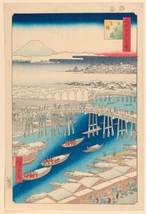 Nihonbashi, Helder Weer na Sneeuw (Nihon-bashi, yuki-bare) Uit de Serie Honderd Beroemde Zichten van Edo door Ando Hiroshige