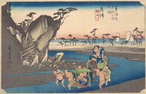 Okitsu, Okitsugawa, ca. 1834 door Ando Hiroshige