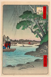 Omnaya Rivieroever (Omnya-Gashi) Uit de serie Honderd beroemde uitzichten van Edo door Ando Hiroshige