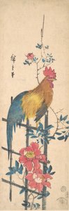 Pioenroos en Haan, 1854 door Ando Hiroshige
