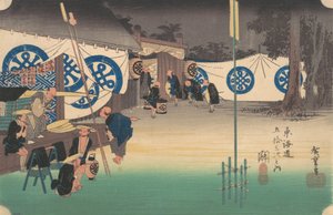 Seki, Stations Nr. 48, ca. 1834 door Ando Hiroshige