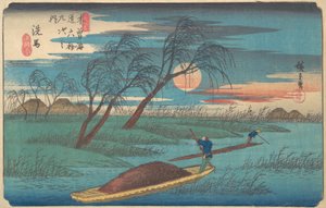 Senba Station, ca. 1836 door Ando Hiroshige