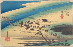 Shimada, Oigawa Shun Gan door Ando Hiroshige