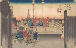 Stations Eén: Ochtendzicht op Nihonbashi, ca. 1833-34 door Ando Hiroshige