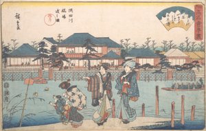Sumidagawa Hashiba Watashi Zu Yanagiya door Ando Hiroshige
