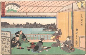 Theehuis bij Hirokoji, ca. 1835-42 door Ando Hiroshige