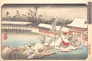 Tenmangu Heiligdom in Kameido in de Sneeuw, ca. 1833-43