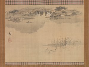 De Imado-brug aan de voet van de berg Matsuchi, 19e eeuw door Ando Hiroshige