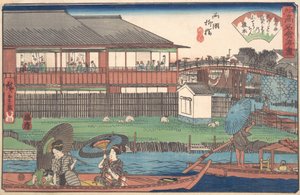 De Ono bij Ryogoku Yanagibashi, ca. 1835-42 door Ando Hiroshige