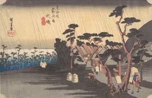 Tijgerregen bij Oiso Station door Ando Hiroshige