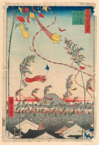 Welvarende stad met Tanabata-festival (Shichu han-ei, Tanabata matsuri) uit de serie Honderd Zichten op Edo