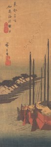 Tsukudajima no Oborozuki door Ando Hiroshige
