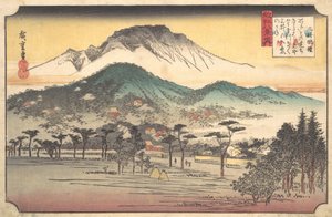 Avondklokken bij de Mii-tempel door Ando Hiroshige