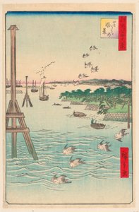 Uitzicht op de Shiba-kust uit de serie Honderd beroemde uitzichten van Edo door Ando Hiroshige