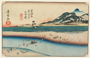 Houtsnede uit Tokaido Gojusan Tsugi-na Uchi (Drieënvijftig stations op de Tokaido) door Ando Hiroshige