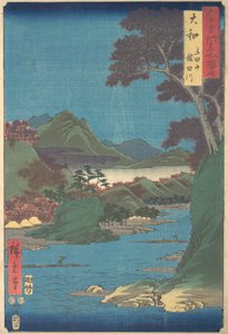 Yamato, Tatsutayama, Tatsutagawa, 7e maand os jaar 1853 door Ando Hiroshige