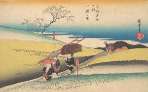 Yase no Sato, ca. 1834 door Ando Hiroshige
