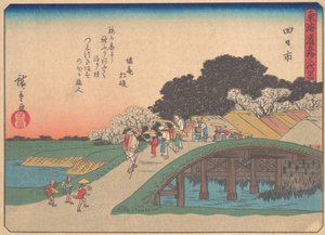Yokkaichi, uit de serie De drieënvijftig stations van de Tokaido-weg door Ando Hiroshige