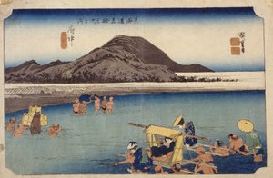 Abe-rivier in Fuch?, #20 door Ando or Utagawa Hiroshige