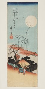 Herfstmaan bij Emonzaka in de nieuwe Yoshiwara door Ando or Utagawa Hiroshige
