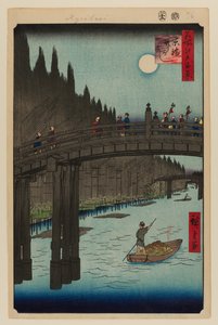 Bamboe Werven, Kyobashi Brug door Ando or Utagawa Hiroshige