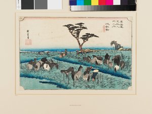 Chiryū: Vroege zomer paardenbeurs door Ando or Utagawa Hiroshige