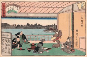 Drinkpartij in een restaurant door Ando Hiroshige