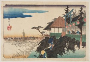 Oostelijke helling bij Kanda Myojin-schrijn door Ando or Utagawa Hiroshige