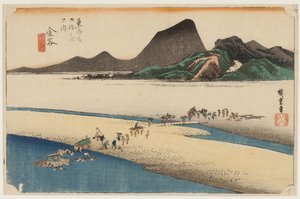 Enshu-oever van de Oi-rivier door Ando or Utagawa Hiroshige