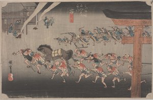 Festival bij Atsuta-schrijn door Ando or Utagawa Hiroshige