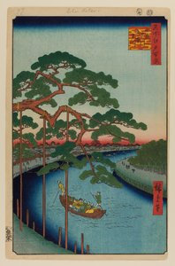 Vijf dennen, kanaal Onagi door Ando or Utagawa Hiroshige