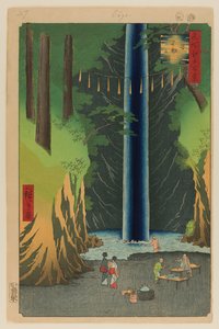 Fudo watervallen, Oji door Ando or Utagawa Hiroshige