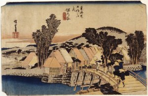 Hodogaya, Shinmachi Brug door Ando or Utagawa Hiroshige