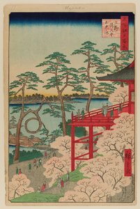 Kiyomizu-hal en Shinobazu-vijver in Ueno door Ando or Utagawa Hiroshige