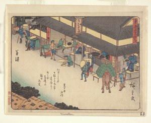 Kyoka Tokaido-serie - Kusatsu door Ando or Utagawa Hiroshige