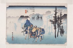Mishima: Ochtendmist door Ando or Utagawa Hiroshige
