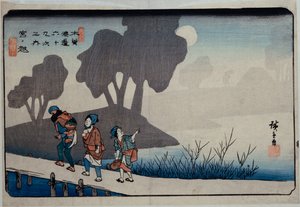 Miyanokoshi, Station 27, uit de serie Negenenzestig stations van de Kisokaido door Ando or Utagawa Hiroshige