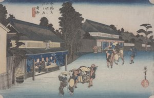 Narumi #41 (uit de serie "Drieënvijftig stations van de Tokaido") door Ando or Utagawa Hiroshige