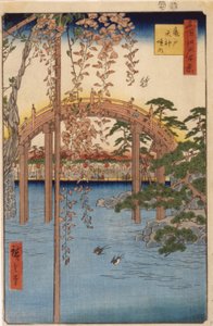 Omgeving van het Tenjin-heiligdom in Kameido door Ando or Utagawa Hiroshige