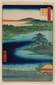 Hangende den, Senzoku-vijver door Ando or Utagawa Hiroshige