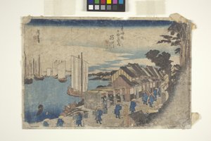 Shinagawa Shoko Setachi door Ando or Utagawa Hiroshige