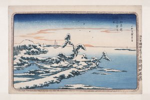 Sneeuw op nieuwjaarsdag in Susaki door Ando or Utagawa Hiroshige