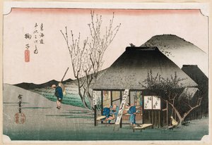 Het beroemde theehuis in Mariko", uit de serie "De drieënvijftig stations van de Tokaido", ca. 1834