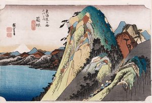 Het meer bij Hakone, uit de serie De Drieënvijftig Stations van de Tokaido door Ando or Utagawa Hiroshige