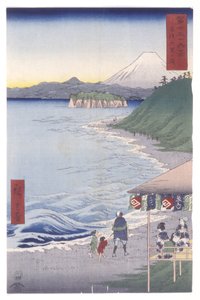 Het zeven-ri strand in de provincie Sagami door Ando or Utagawa Hiroshige