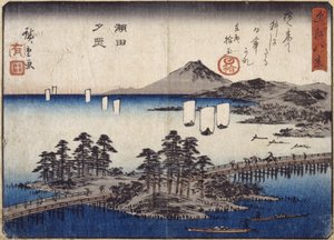 Schemering bij Seta door Ando or Utagawa Hiroshige