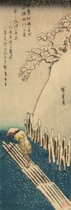 Wintersneeuw op de Sumida-rivier, uit de serie Beroemde plaatsen in Edo in de Vier Seizoenen