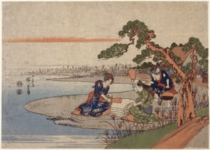 Vrouwen Die Doek Voorbereiden door Ando or Utagawa Hiroshige