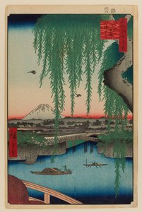 Yatsumi-brug door Ando or Utagawa Hiroshige