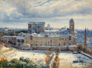 Santa Trinità dei Monti in de sneeuw door André Giroux